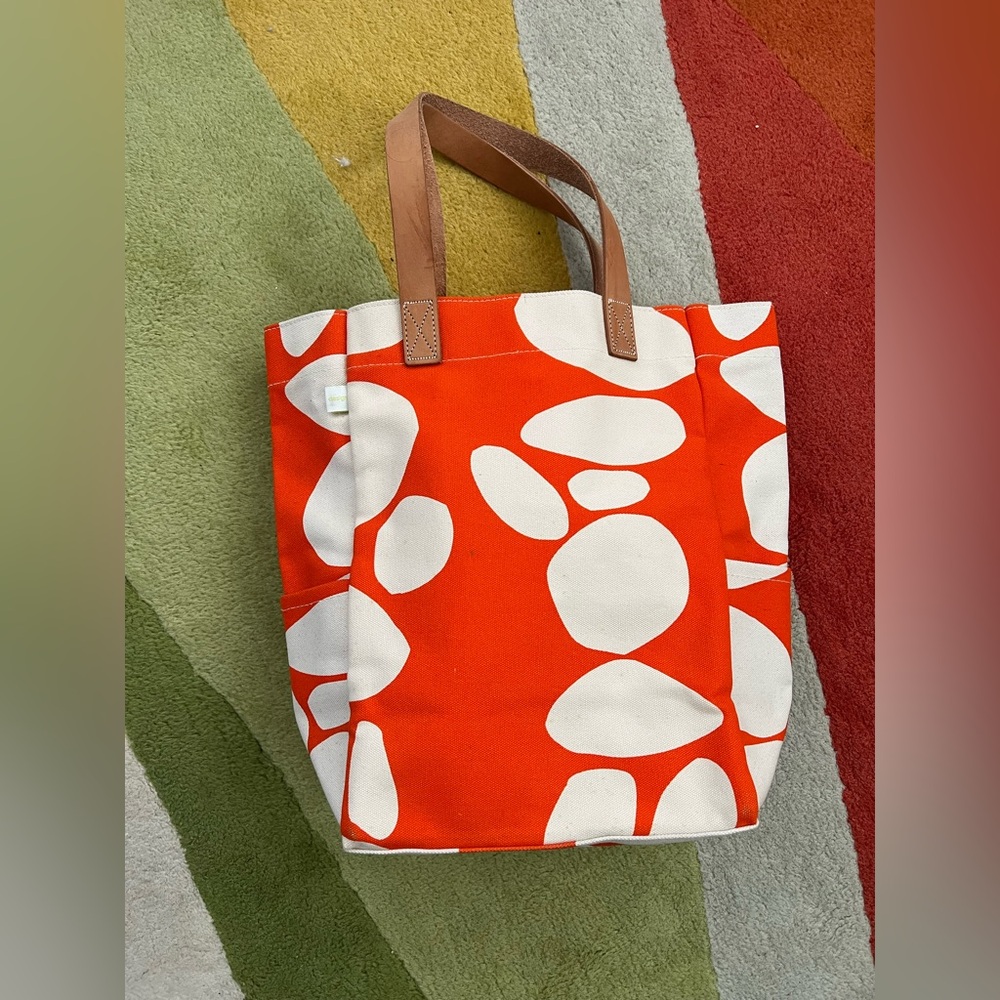Stylish Orange and White City Tote Bag Canvas Eleish Van Breems